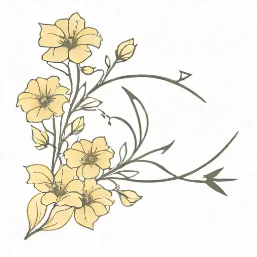 Wavy Arrow Surrounded By Flowers