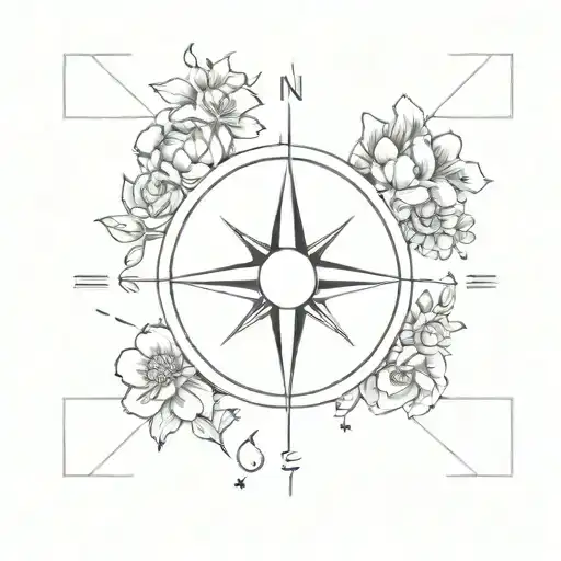 Compass S Urrounded By Flowers