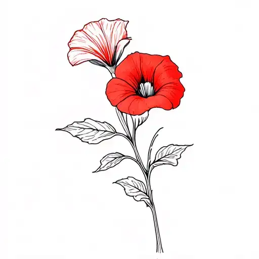 Red Morning Glory Flower And Blooming