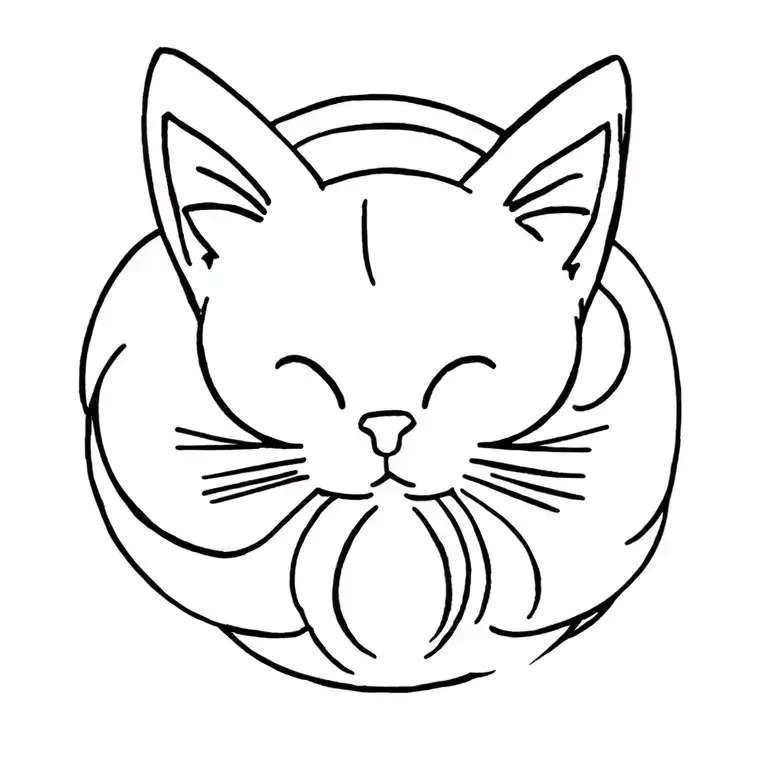 Black And White Kitten Simple Lines