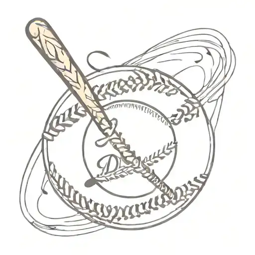 Simple Baseball Thin Lined With The Word Dodgers In Cursive Font