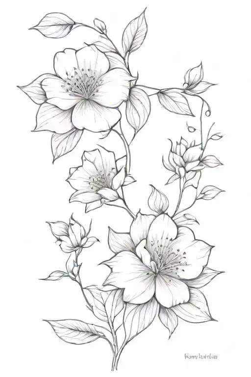 Minimalistic Tattoo Sleeve With Delicate Flowers