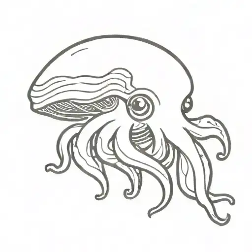 Cute Baby Squid Tattoo Design New School Colorful Well Detailed