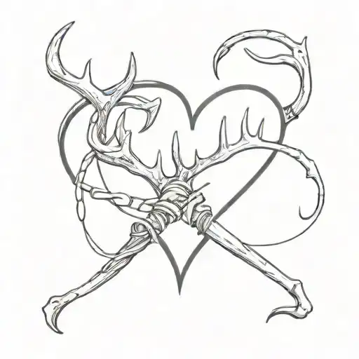 Deer Antler And Fishing Hook Heart Shape With The Words Gone Fishing Inside And Pops Outside