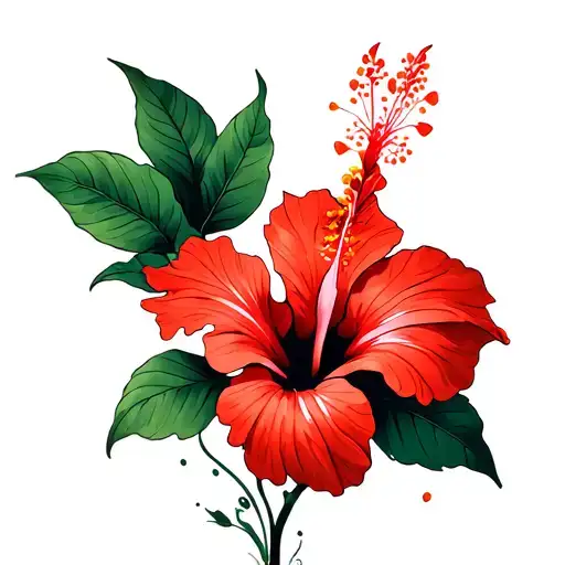 Red Hibiscus Flower Blooming