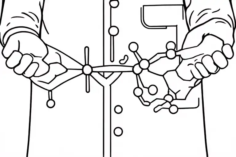 Serotonin Molecule With A Biologist Holding