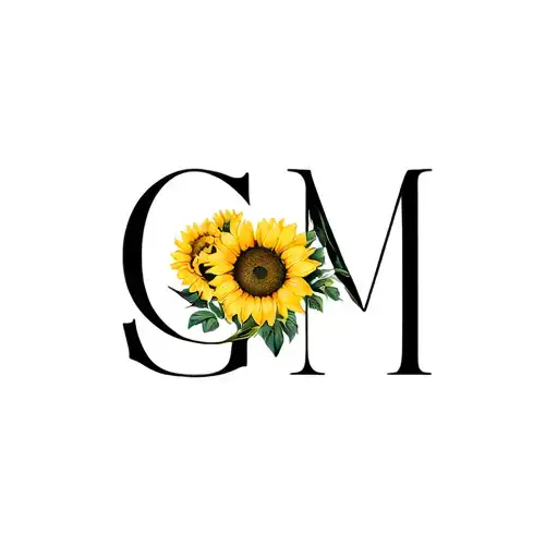 The Gm Letters With A Heart With Sunflowers
