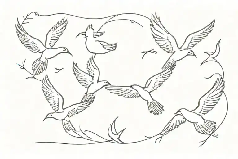 Birds Flying Together
