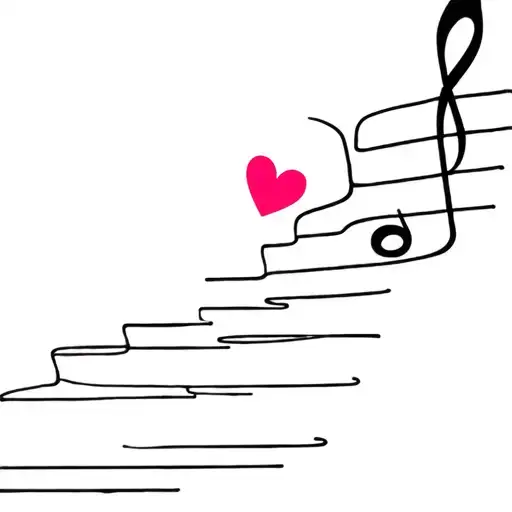 Foot Steps Leading To A Music Note With A Heart Around It