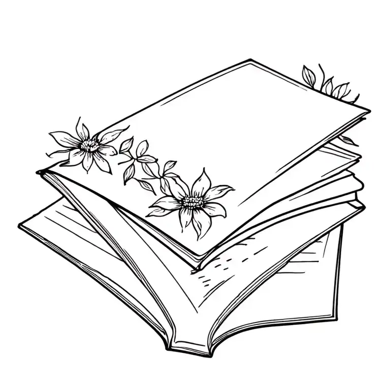 Book Stack Ontop Of Eachother Open Book Add Florals