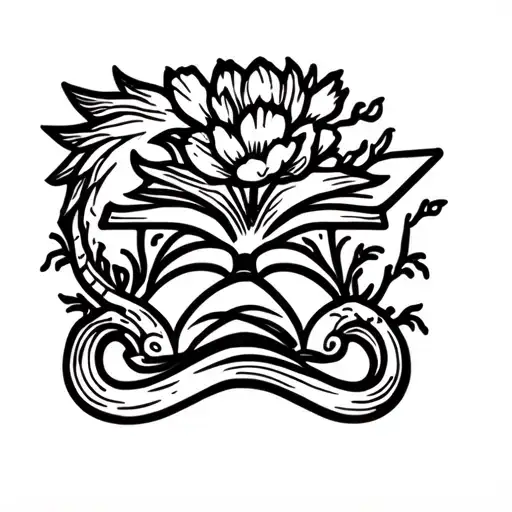 Books And Dragons With Flowers