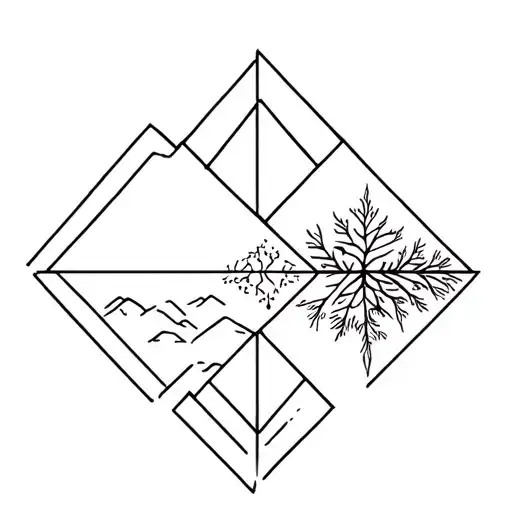 4 Seasons Represented In Diamond Shape Inside