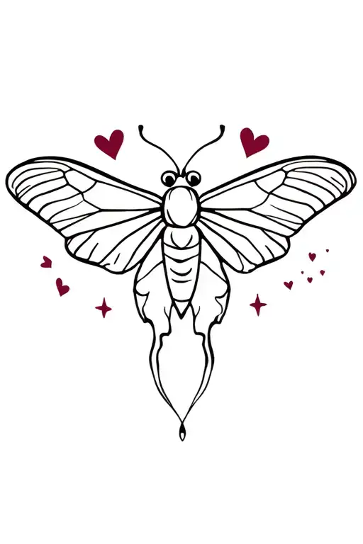 Moth With Hearts And Twinkles