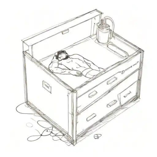 A Drawer That Inside Of The Drawer There Is A Men Slepping And On The Drwer Ther Is A Failed Test