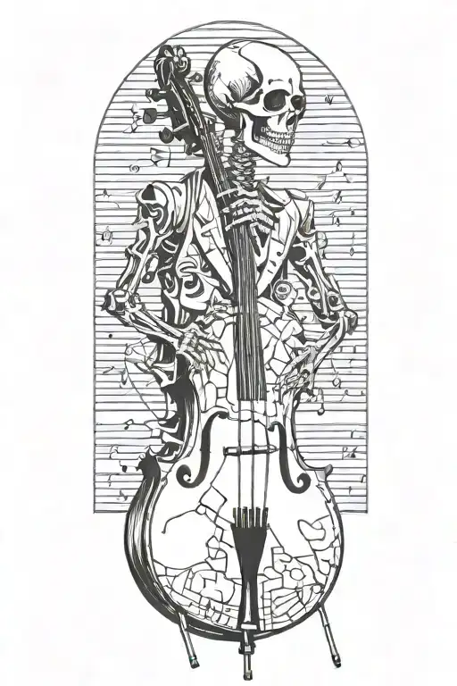 Double Bass Playing Skeleton In Suit