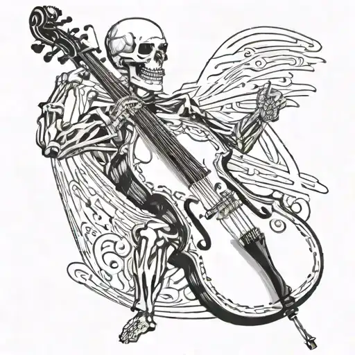 Double Bass Playing Skeleton In Suit