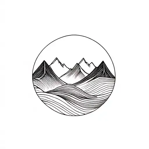 Fine Line Wave And Fine Line Mountains In A Circle
