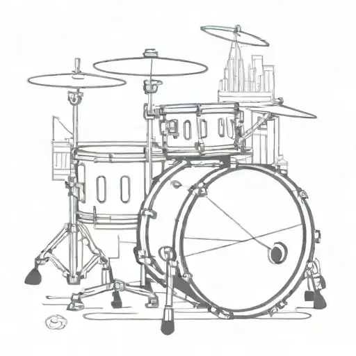 Drum Set With Marseille Skyline In The Background