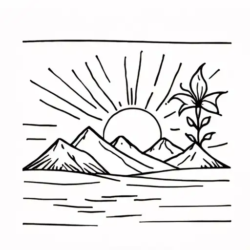 Tiny Utah Themed Tattoo With Sun Mountains And Maybe A Sego Lily