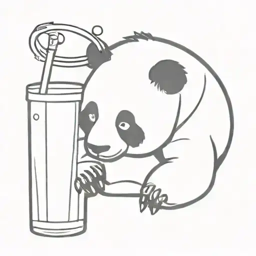 Panda Drinking Soda