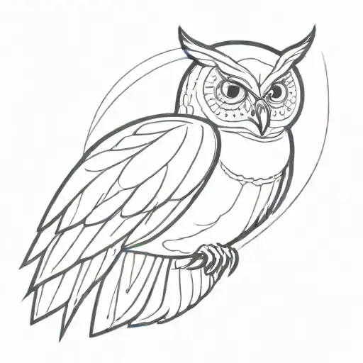 Owl With Open Wings From Behind Looking Backwards