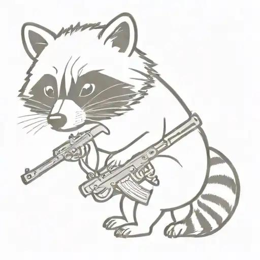 Small Raccoon Holding An Ak 47