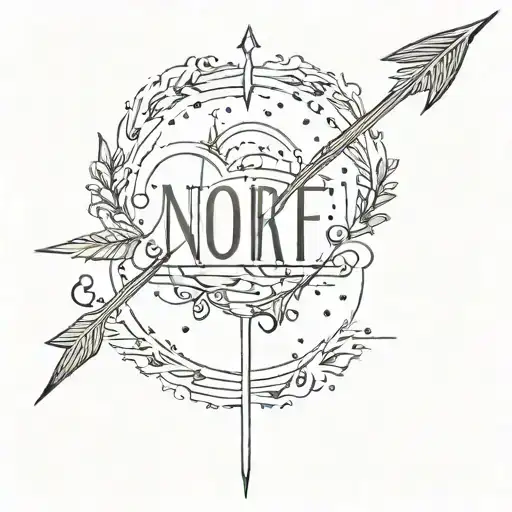 The Word Norf With A Hand Drawn Arrow