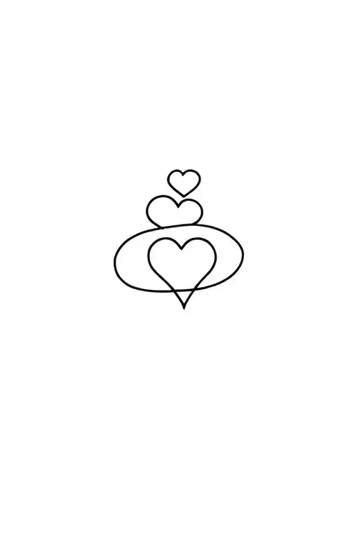 One Heart And 3 Circles Vertical Line