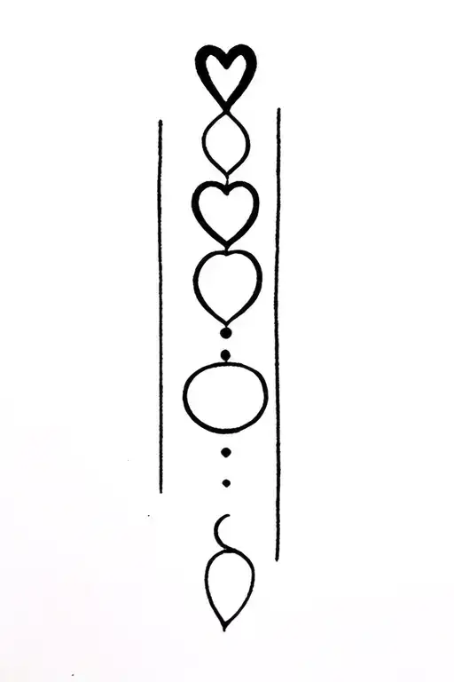 1 Heart And 3 Circles In A Vertical Line
