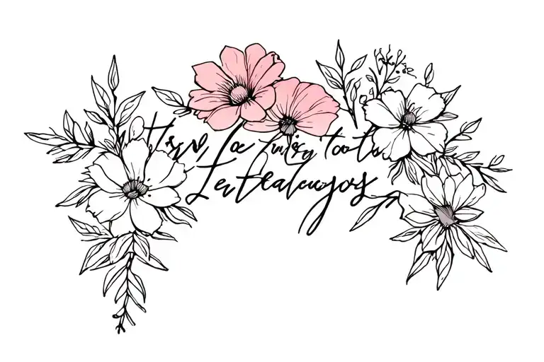 Flowers With Writing And A Cross