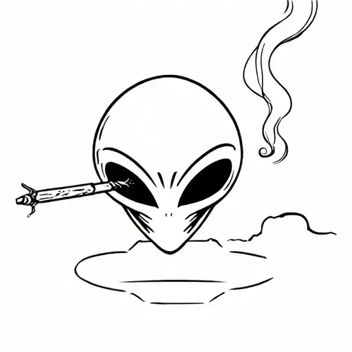Alien Smoking Joint On Ufo