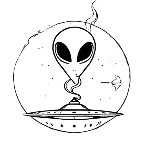 Alien Smoking Joint On Ufo
