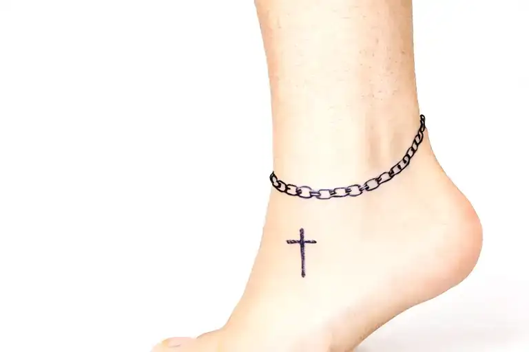 Chain Around Right Ankle With Cros In It
