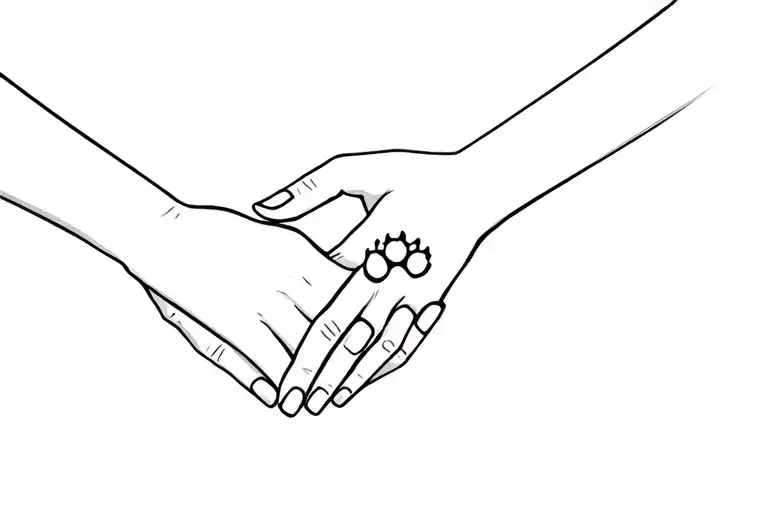 Dog Paw Holding Woman's Hand