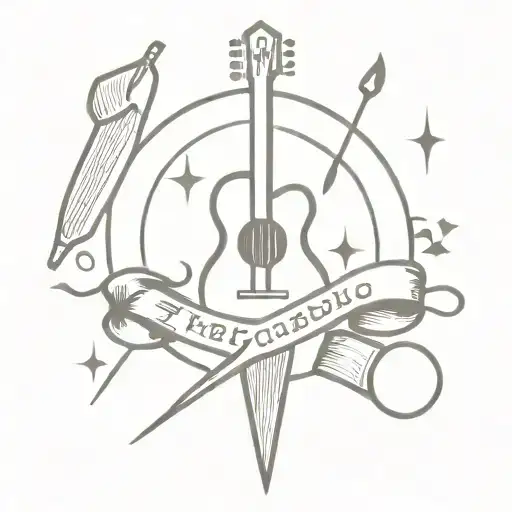 Rock N Roll Music Inspired Tattoo Featuring Baking Tool Surrounded