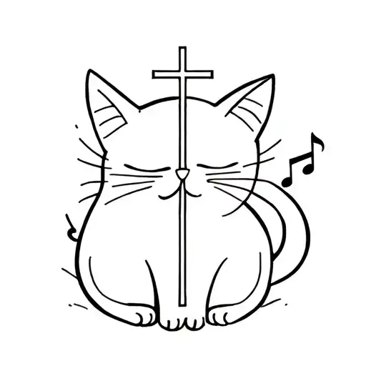 Cat With Cross Surrounded My Music Notes