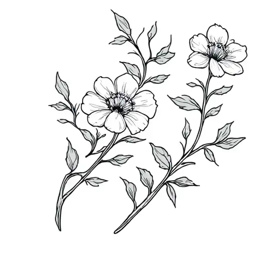 Fine Line Hawthorne Flowers Intertwined Within A Fine Line Cross