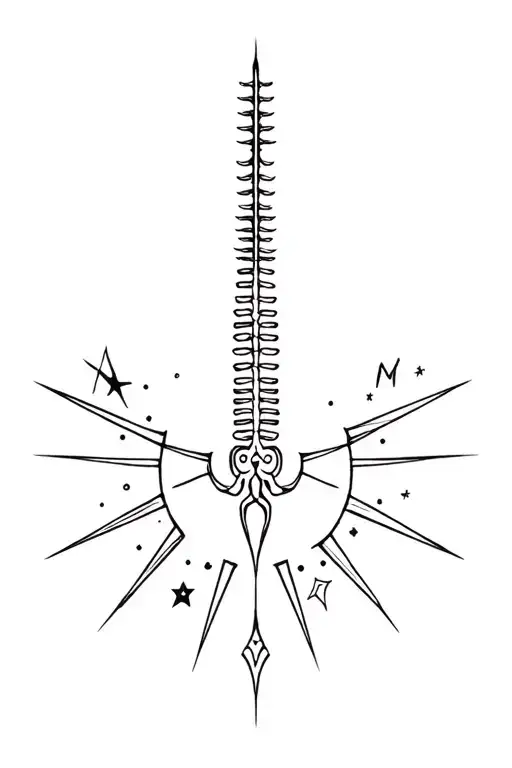 Spinal Tattos Star Sun Aries Zodiac Symbols