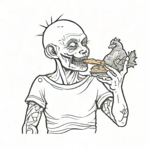 Teen Zombie Boy With Chicken Nugget In Mouth