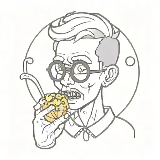 Nerdy Zombie Boy With Chicken Nugget In Mouth