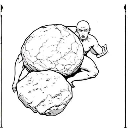Sisyphus Pushing A Boulder