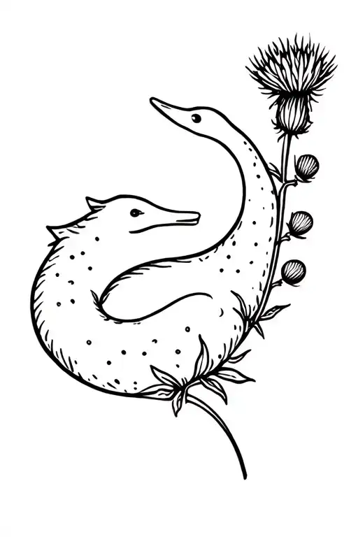 Cute Nessie With Thistle Half Sleeve Inspired