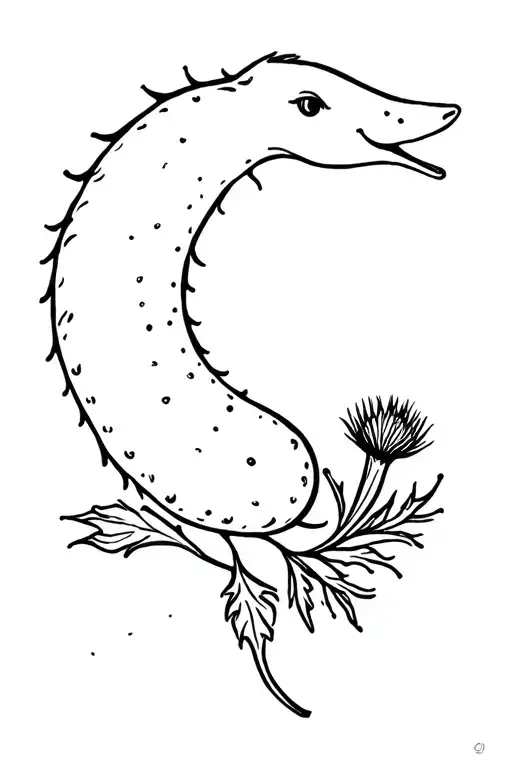 Cute Nessie With Thistle Half Sleeve Inspired