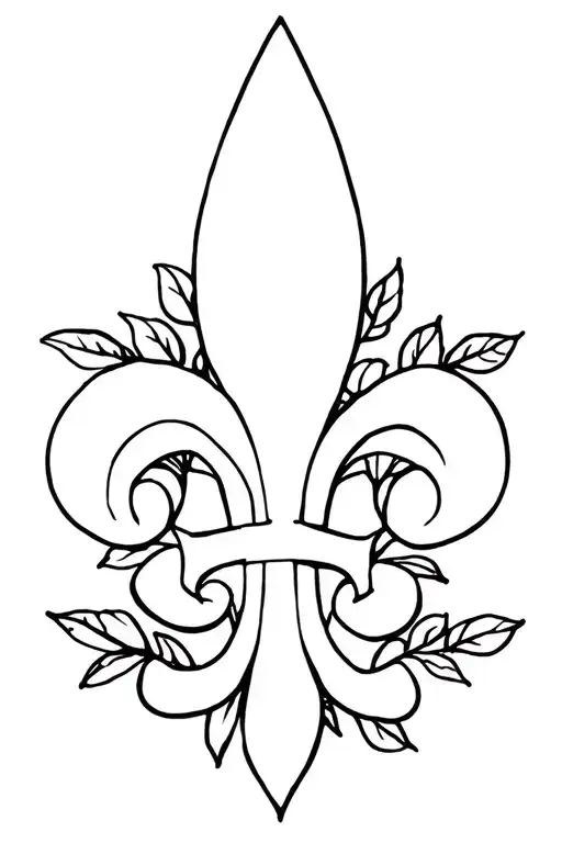 Several Large Fleur-de-lis With Leaves