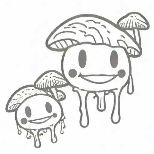 Drippy Smiley Face With Mushrooms
