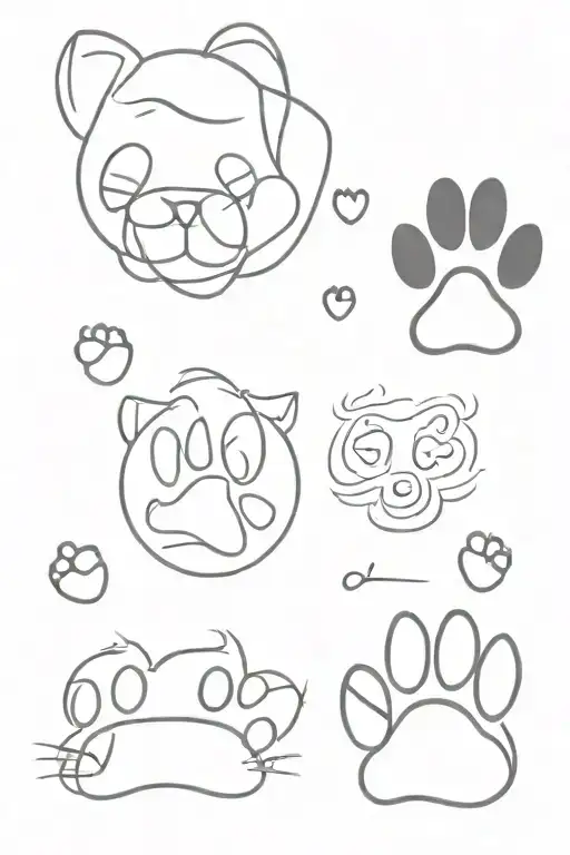 Cat Paw And Dog Paw Print