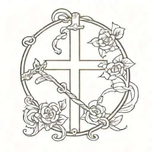 Simple Name Tattoo - Malcolm With A Holy Cross At The End