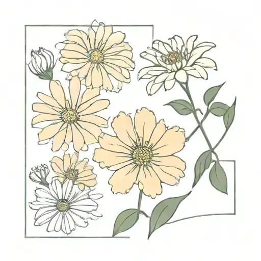 Marigold And Aster Flower Intertwined