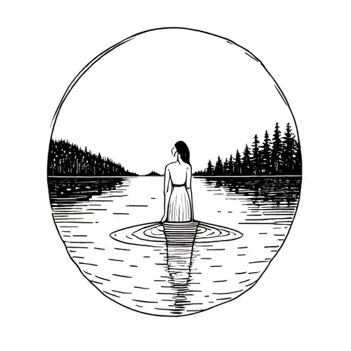 Woman In Lake Surrounded