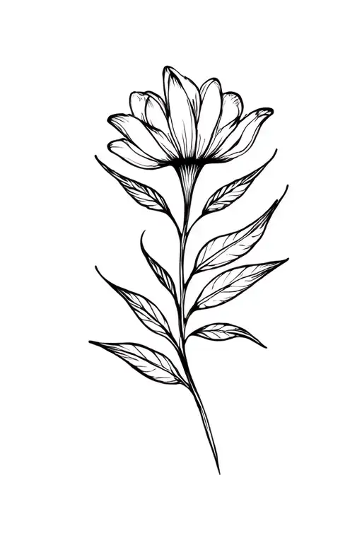 Stem Andulated Flower And Leaf